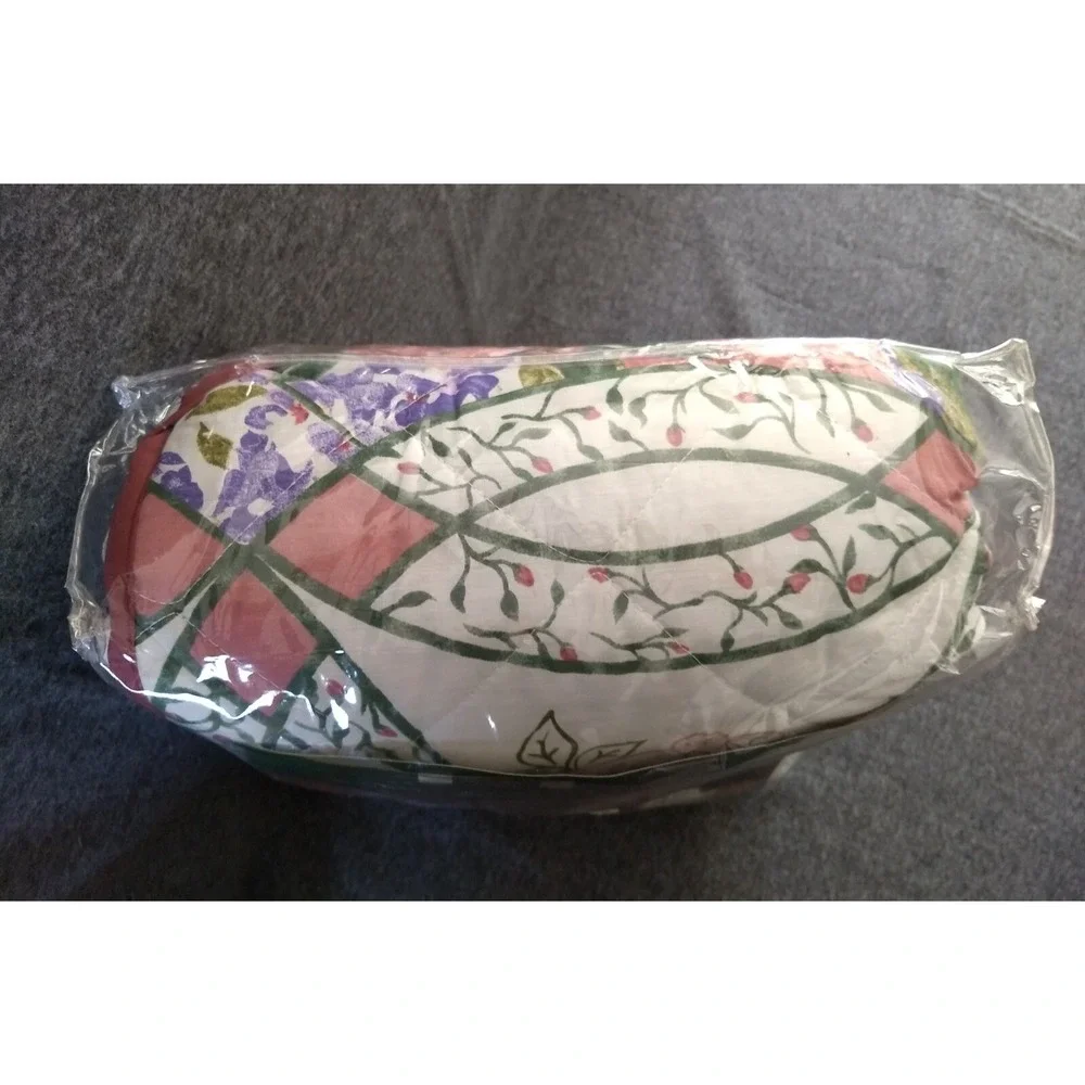 All Seasons‎ Full Size Reversible Quilt Cotton Blend Floral Bedspread Vtg NOS